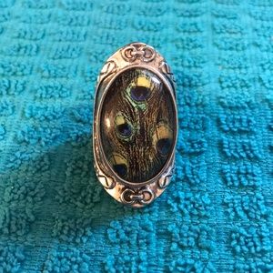 Peacock Sterling Silver Ring Size 7
